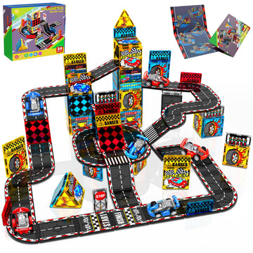 Magnetic Tiles Road Set | Magnet Tiles Race Track, Magnetic Car Racing Tile for Kids Ages 4-8 5-7, Magnetic Tile Rails Building Toys STEM Learning