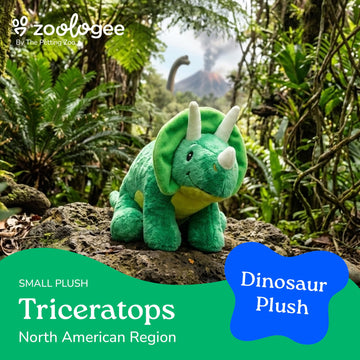 The Petting Zoo Baby Triceratops Stuffed Animal Plushie, Dinosaur Animals, ZOOLOGEE Green Dinosaur Plush Toy 11 inches