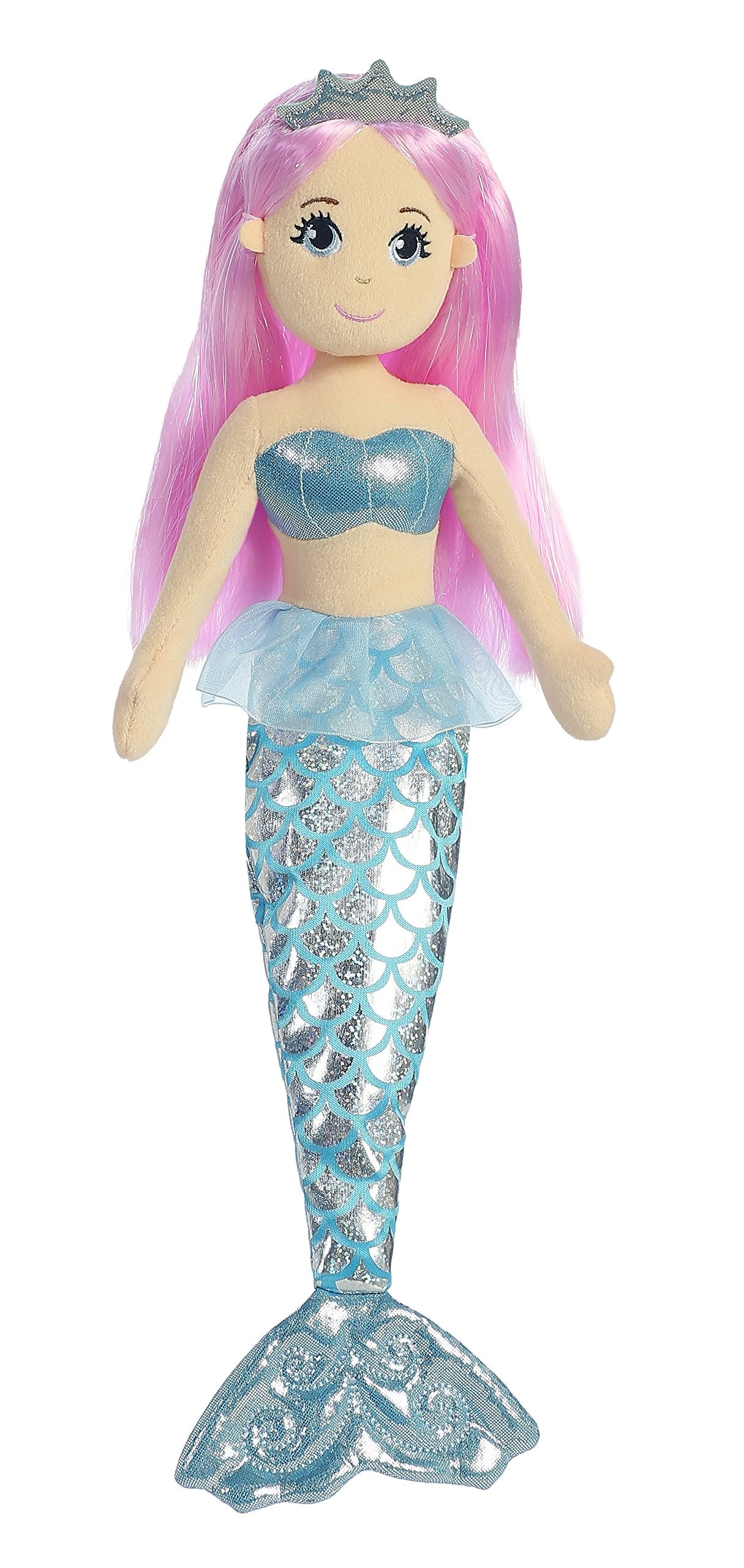 Aurora® Enchanting Sea Sparkles™ Crystal Stuffed Doll - Imaginative Play with Magical Companions - Perfect for Kid's Birthdays and Celebrations - Blue