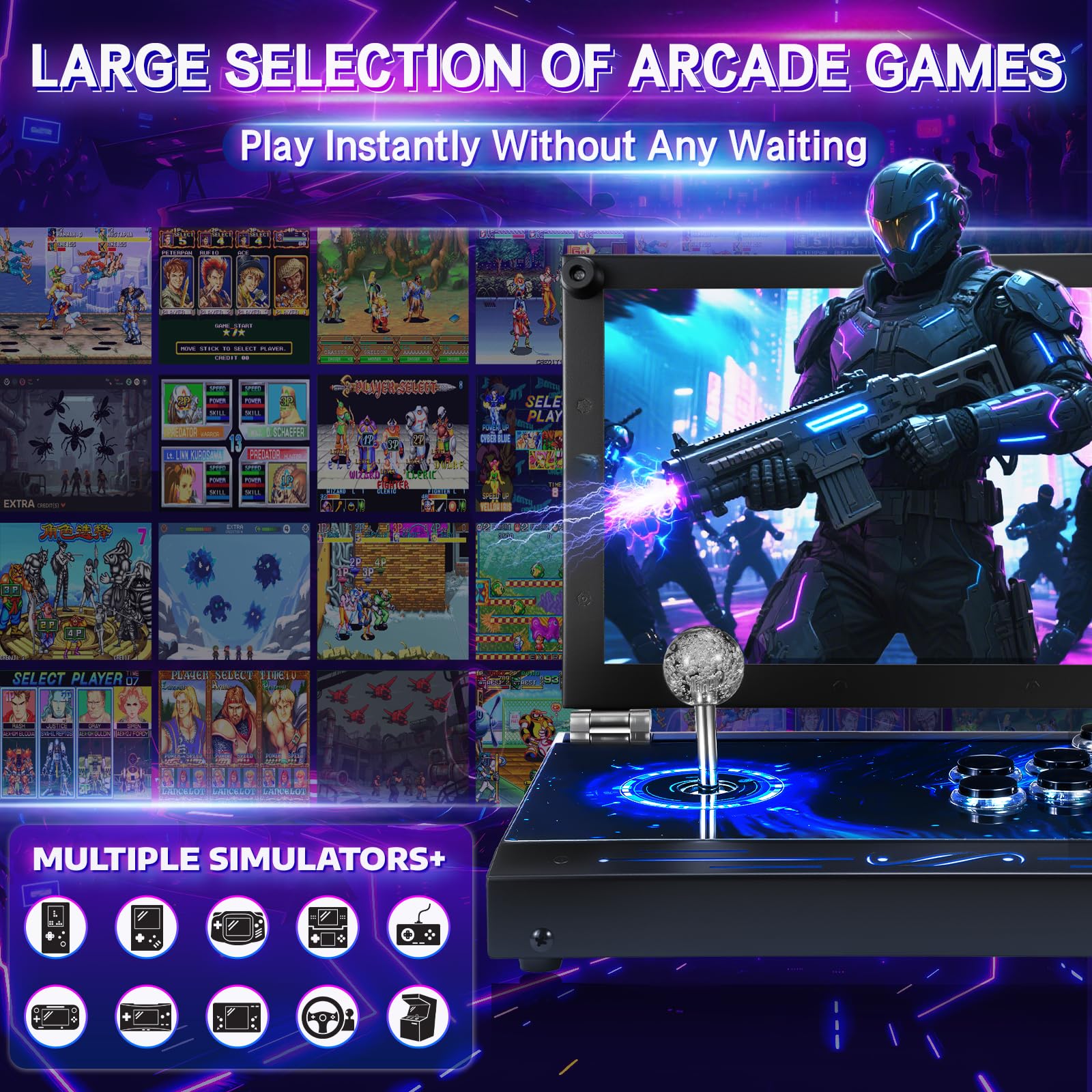2026 Upgraded Portable Arcade Machine Pandora Box - 2D3D Retro Gaming Console, 8000mAh Battery, Includes Extra Gamepad, Plug & Play Console with