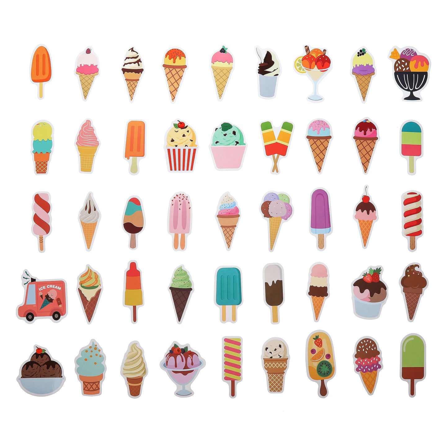 100 Pack Ice Cream Stickers,Ice Cream Party Favors, Birthday Decorations Gifts