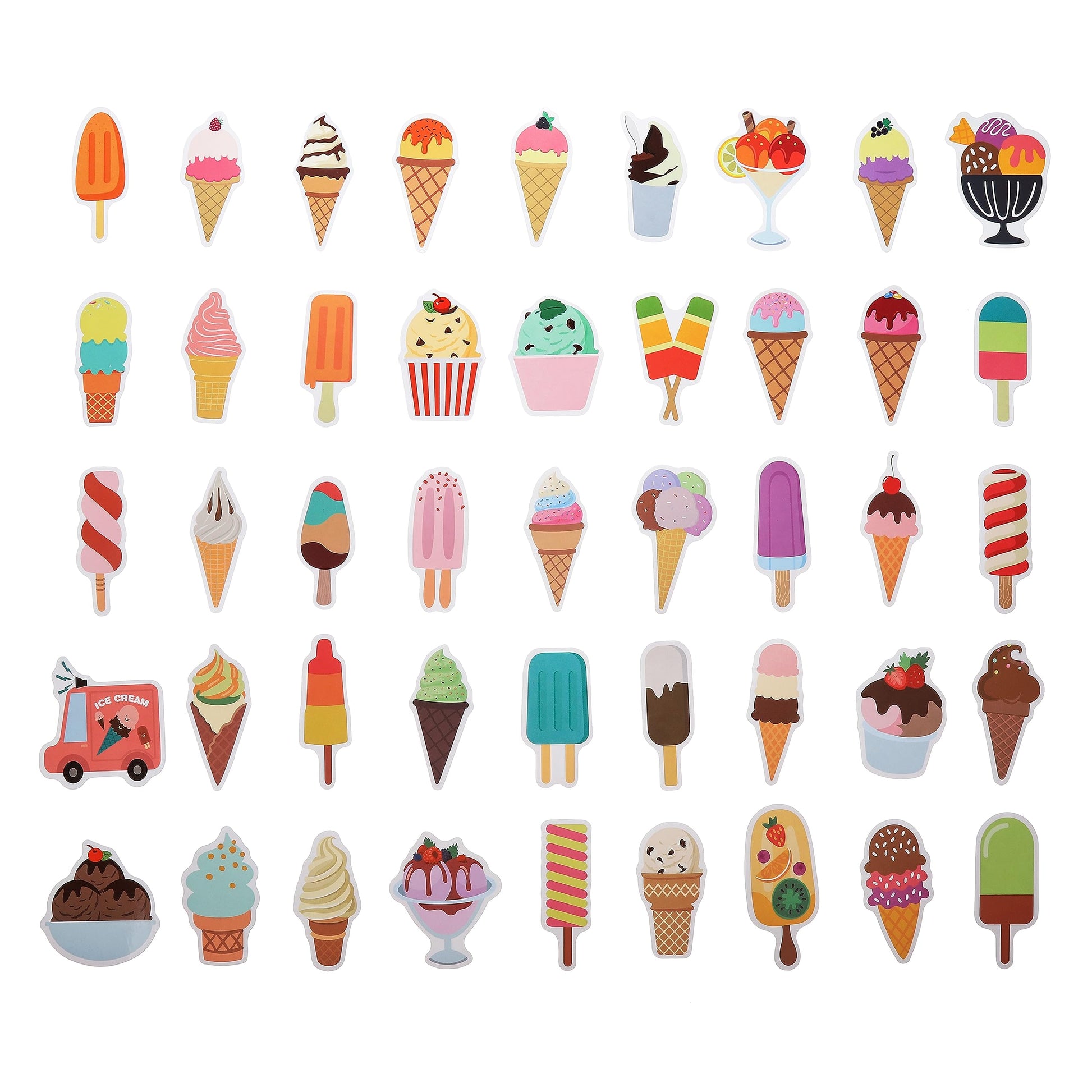 100 Pack Ice Cream Stickers,Ice Cream Party Favors, Birthday Decorations Gifts
