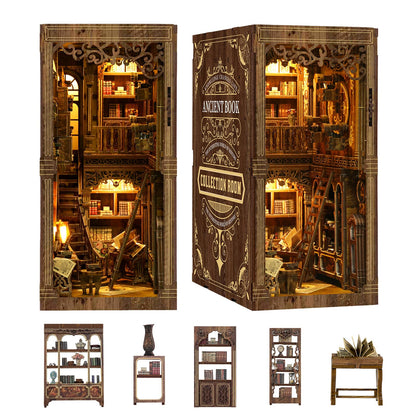 CLICLIET Book Nook Kit - DIY Miniature Tiny Dollhouse Kit, 3D Wooden Puzzle Book Nook Craft for Bookshelf Decor, Model Build Book Nook Kit for Adult