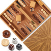 Wood Backgammon Set for Adults - 17 Inch Classic Strategy Board Game Case - Premium Folding Backgammon Set with Wooden Playing Pieces, Dices