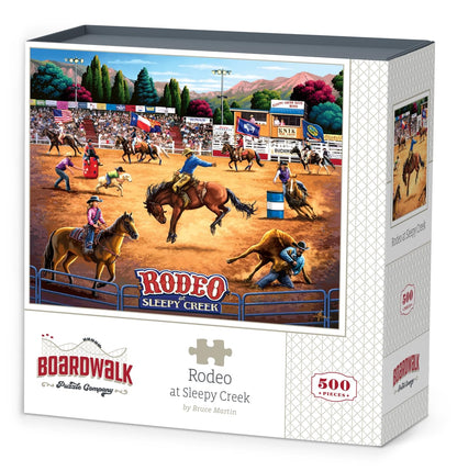 Boardwalk Rodeo at Sleepy Creek 500 Piece Jigsaw Puzzle Western Country Horses Puzzles with Premium Box, Gift for Adults and Family 16"x20"