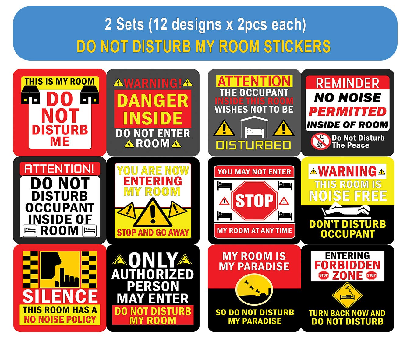 Creanoso Do Not Disturb My Room Stickers (12 des. x 2pcs ea.)