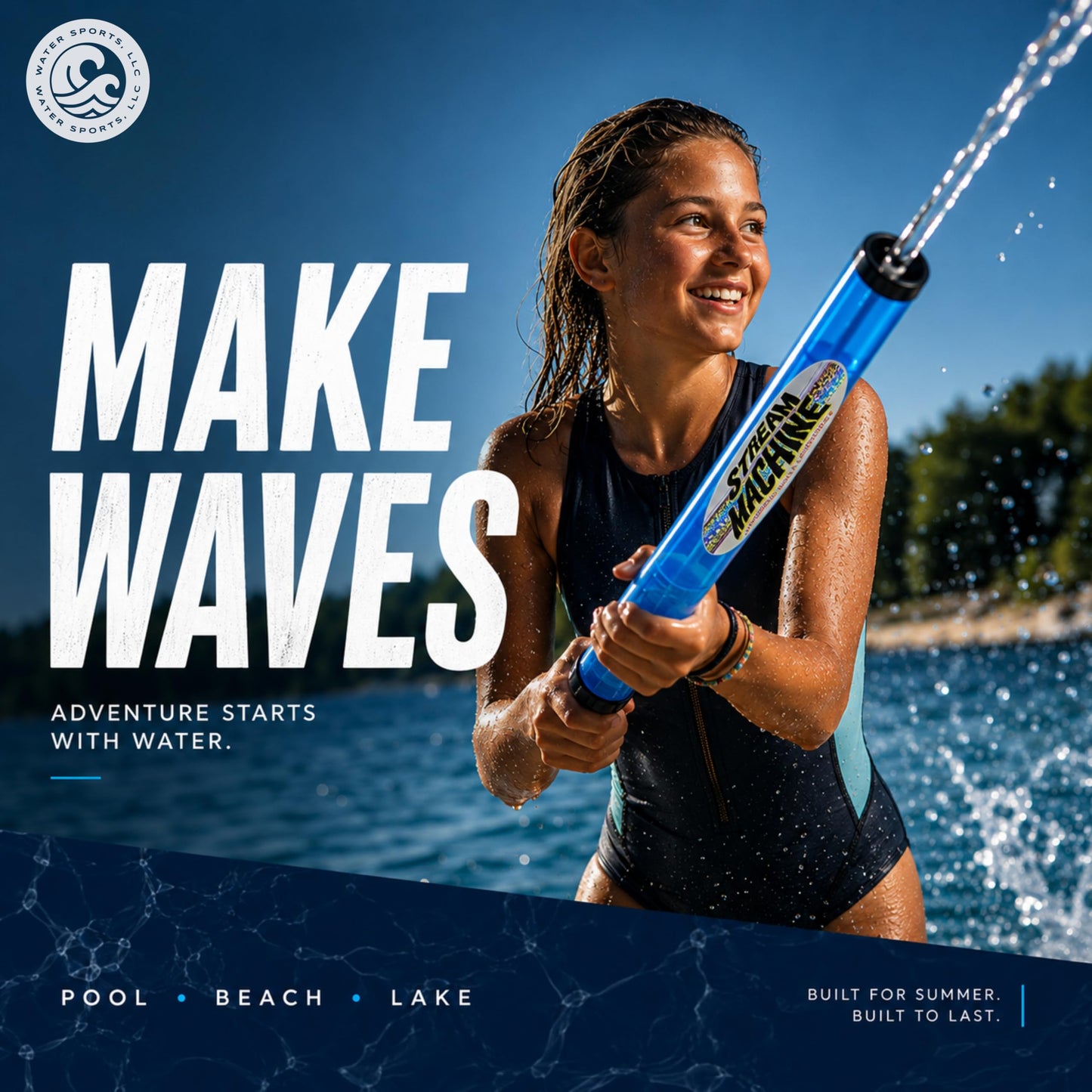 Stream Machine Water Gun Launcher - Single Barrel Water Blaster - Squirt Gun for Outdoor Games - Swimming Pool Toys (Colors Vary)