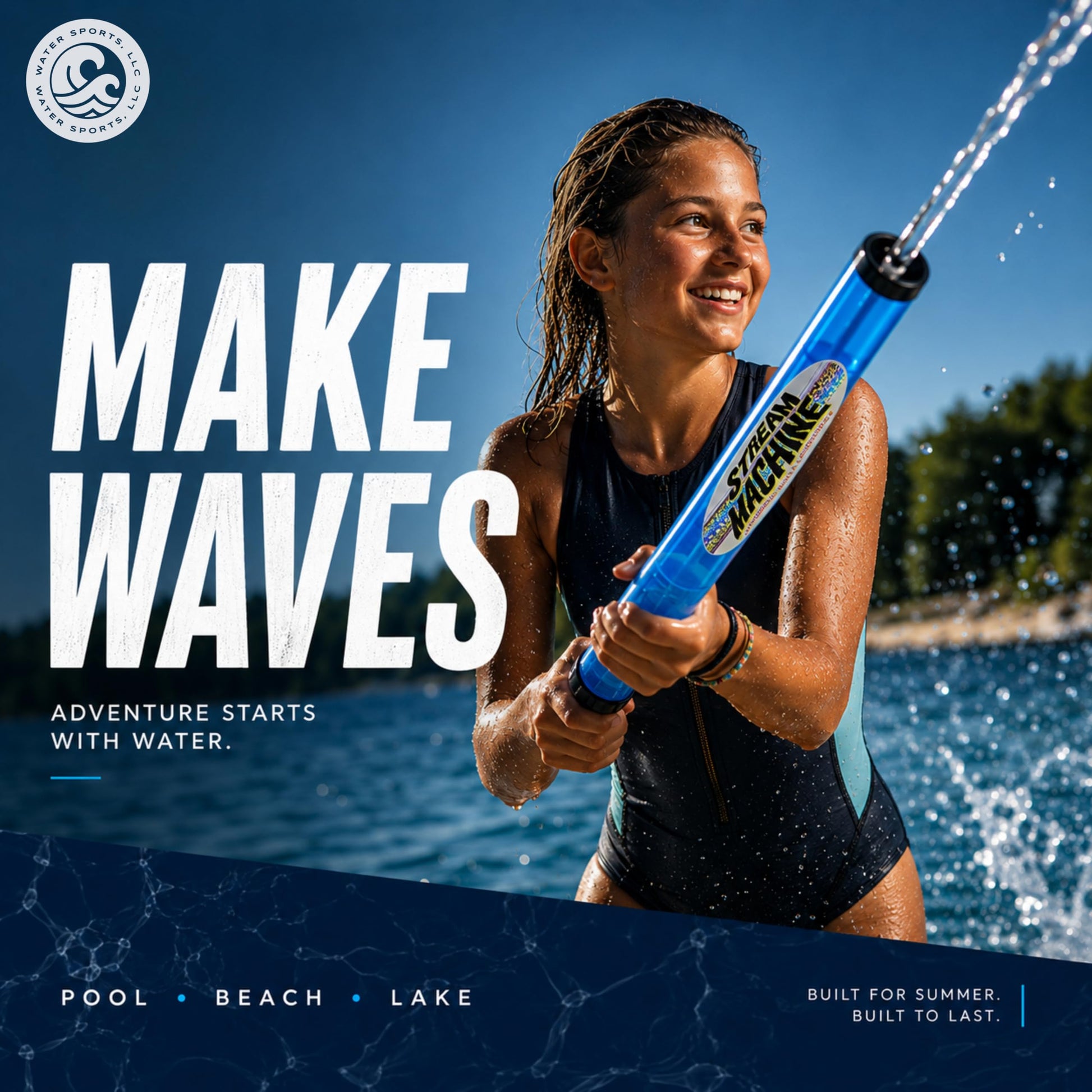 Stream Machine Water Gun Launcher - Single Barrel Water Blaster - Squirt Gun for Outdoor Games - Swimming Pool Toys (Colors Vary)