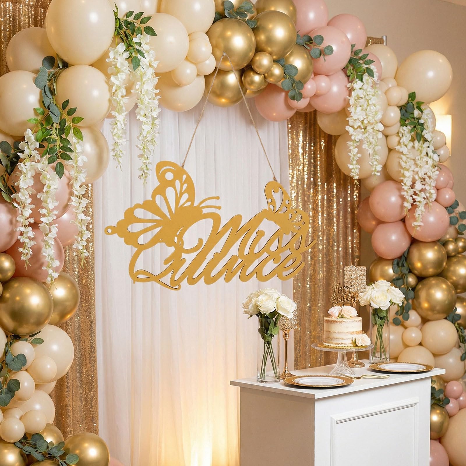Mis Quince Sign Quinceanera Decorations,15th Birthday Quinceanera Party Decor,White Quince Decorations for Girl Birthday Wall Photo Booth Decor