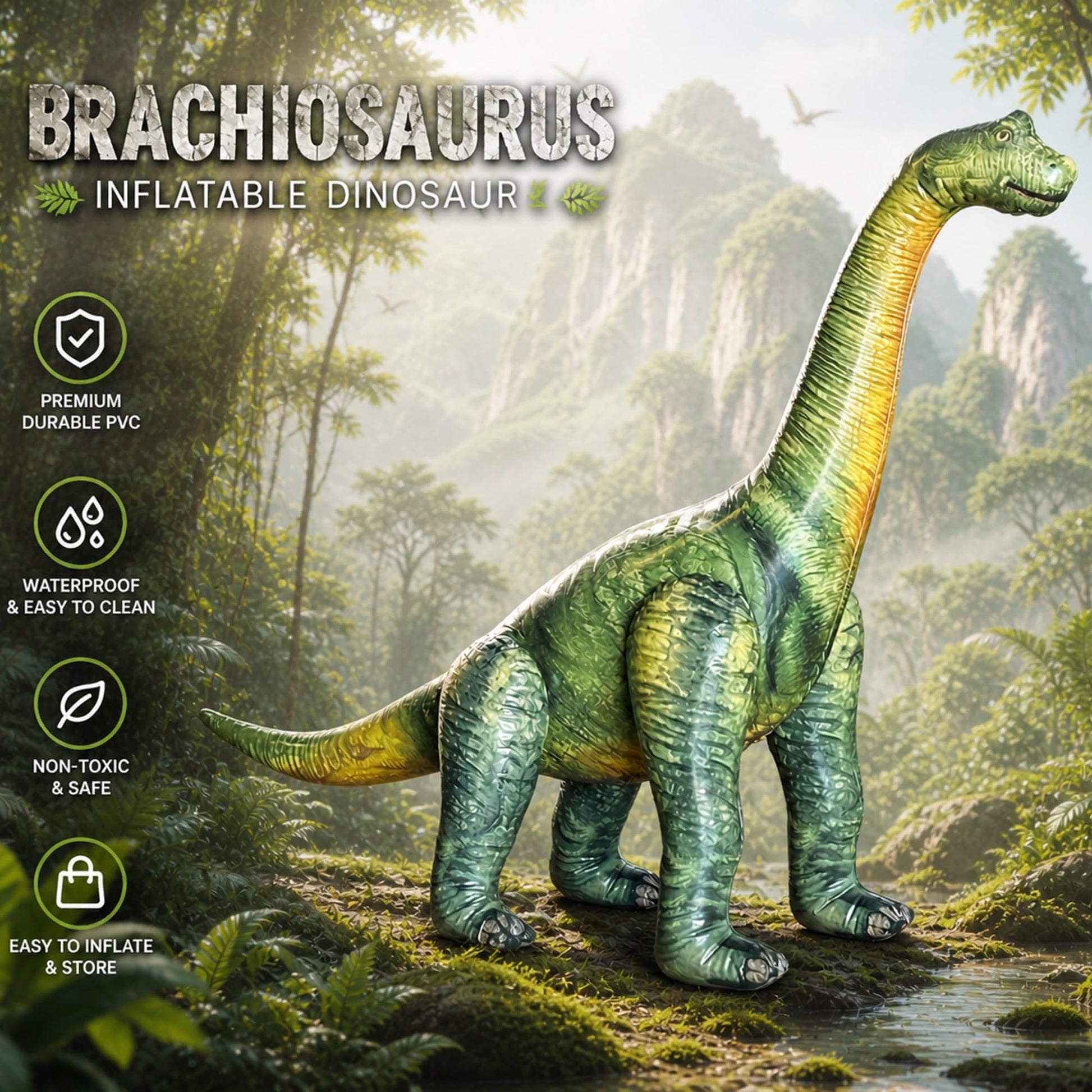 Jet Creations Inflatable Brachiosaurus, 49" Long, Realistic Dinosaur