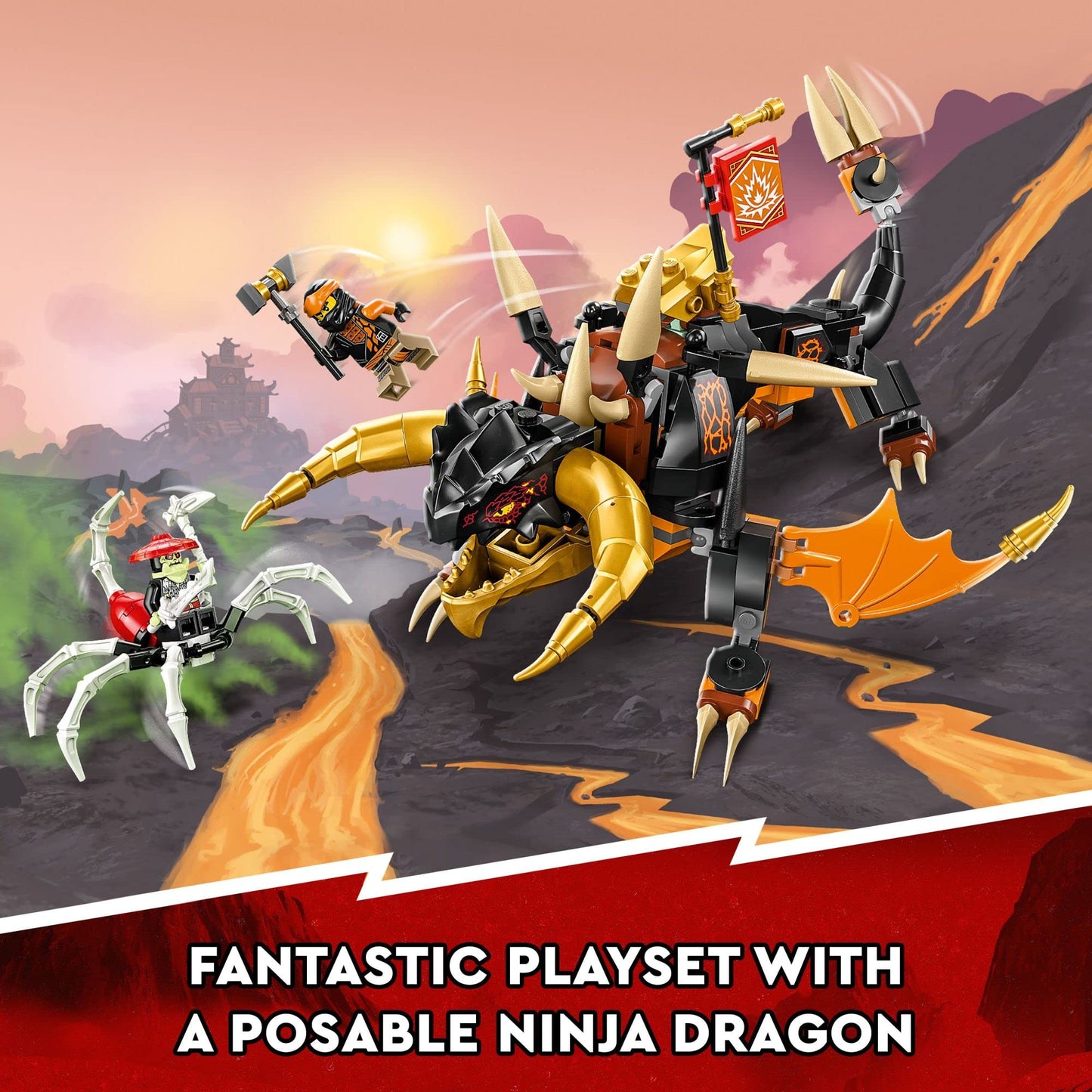 LEGO NINJAGO Cole’s Earth Dragon EVO 71782, Upgradable Action Toy Figure for Boys and Girls with Battle Scorpion Creature and 2 Minifigures, 2023