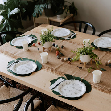 Modern Dinosaur Party Plates Kids Birthday, Baby Shower - Disposable Dino Paper Decorations, Cups, Napkins, Utensils, Toddler Boy/Girl Neutral Decor