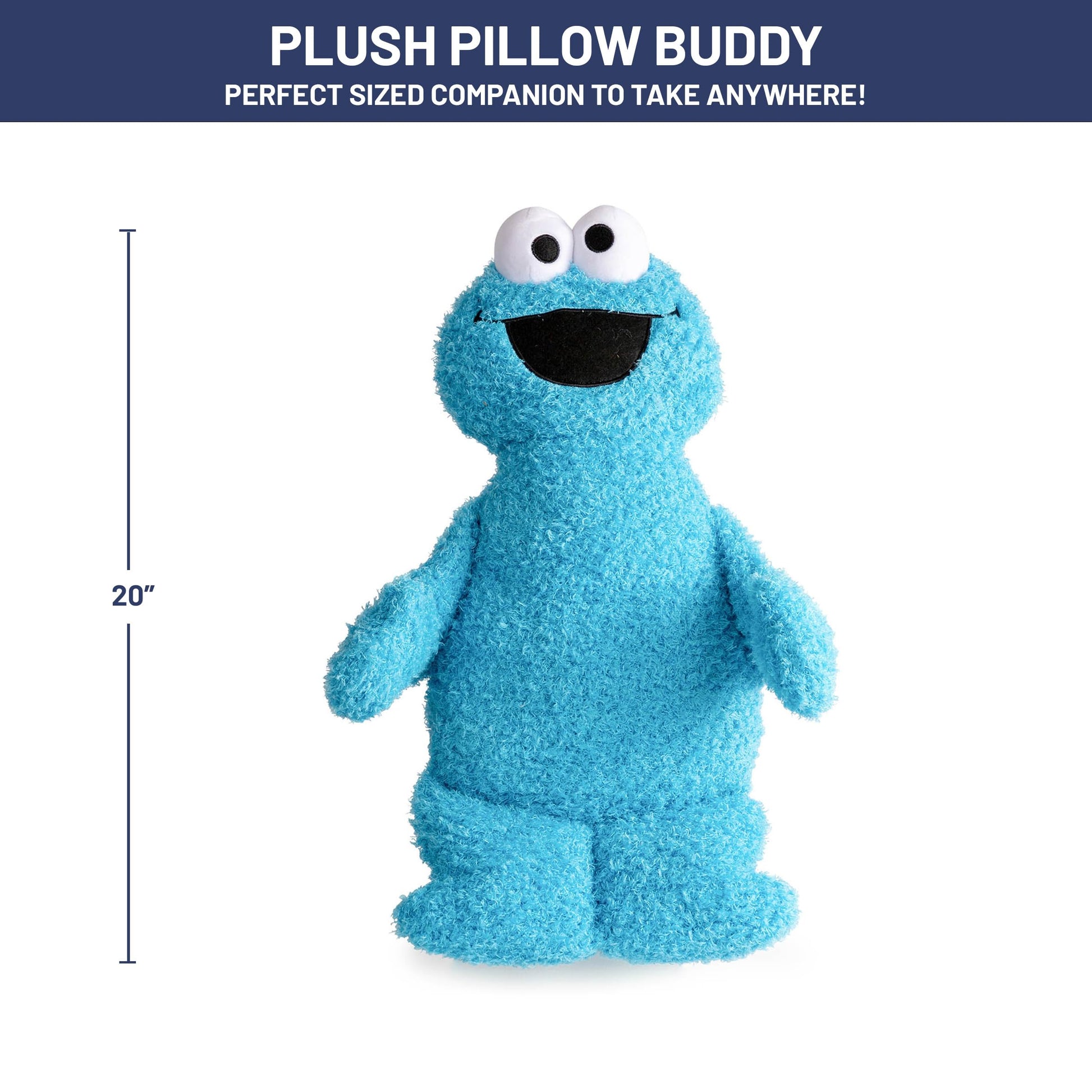 Jay Franco Sesame Street Plush Pillow Buddy - Soft Plushie Stuffed Pillow, 20 Inches, Blue - Cookie Monster