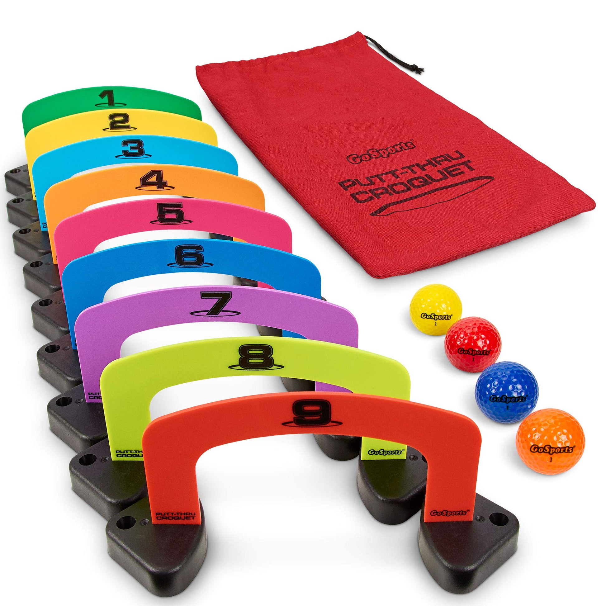 GoSports Putt-Thru Croquet Putting Game with 9 Gates and 4 Golf Balls