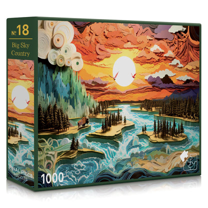 Big Sky Country (No. 18) - 1000 Piece Nature Jigsaw Puzzle for Adults | Printed in USA | Satin Low-Glare Finish | Random Ribbon Cut | Bonus Poster |