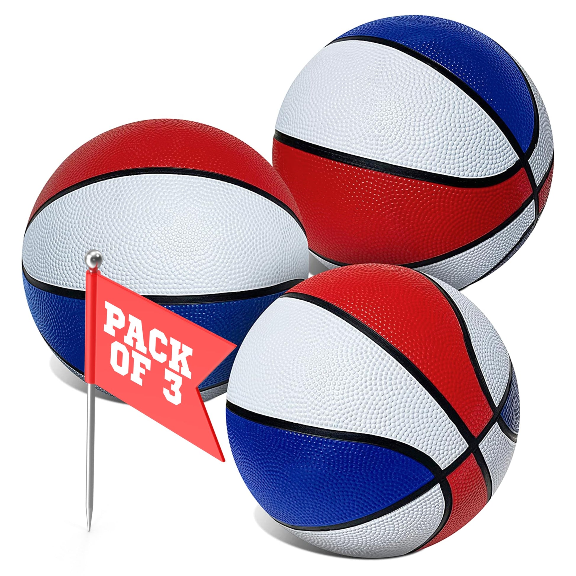 Botabee Red, White and Blue Mini Basketball Set Basketball Arcade Games - Size 3, 7” Junior Basketballs Suitable for Indoors, Outdoors and Arcade