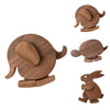 Handmade Walking Wooden Animals Pull and Push Walkable Elephant Pull Along Walking Turtle Mechanical Balance Rabbit Walker Sculpture Wooden Animals