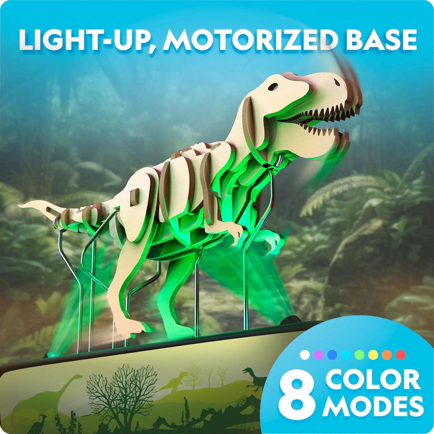 National Geographic Motorized T. Rex 3D Wood Puzzle Dinosaur Kit for Kids