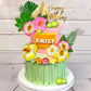 25 PCS Flower Cake Topper Hawaiian Cake Decorations with Palm Leaves Hibiscus Flowers Balls for Hawaii Aloha Jungle Summer Theme Wedding Birthday