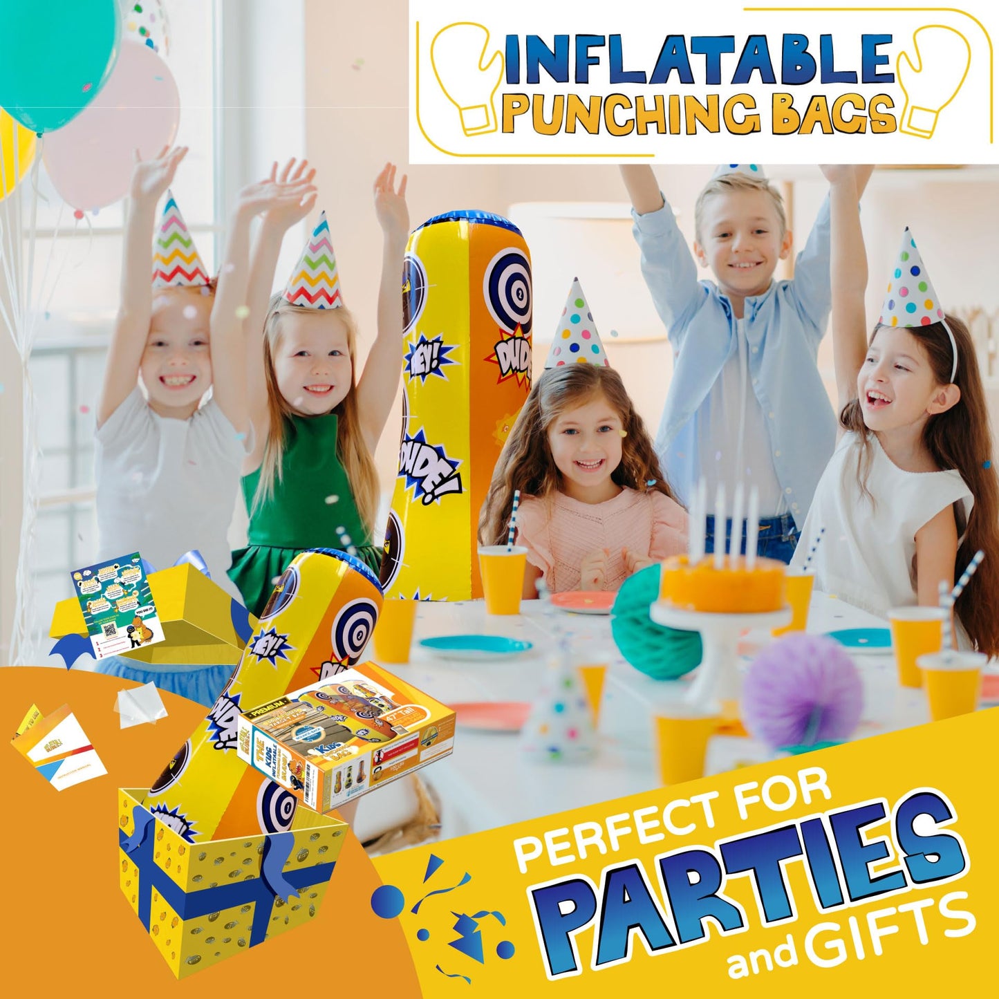 INFLATABLE DUDES Target Bag Ninja Dinosaur 47”- Kids Punching Bag|Sand-Base