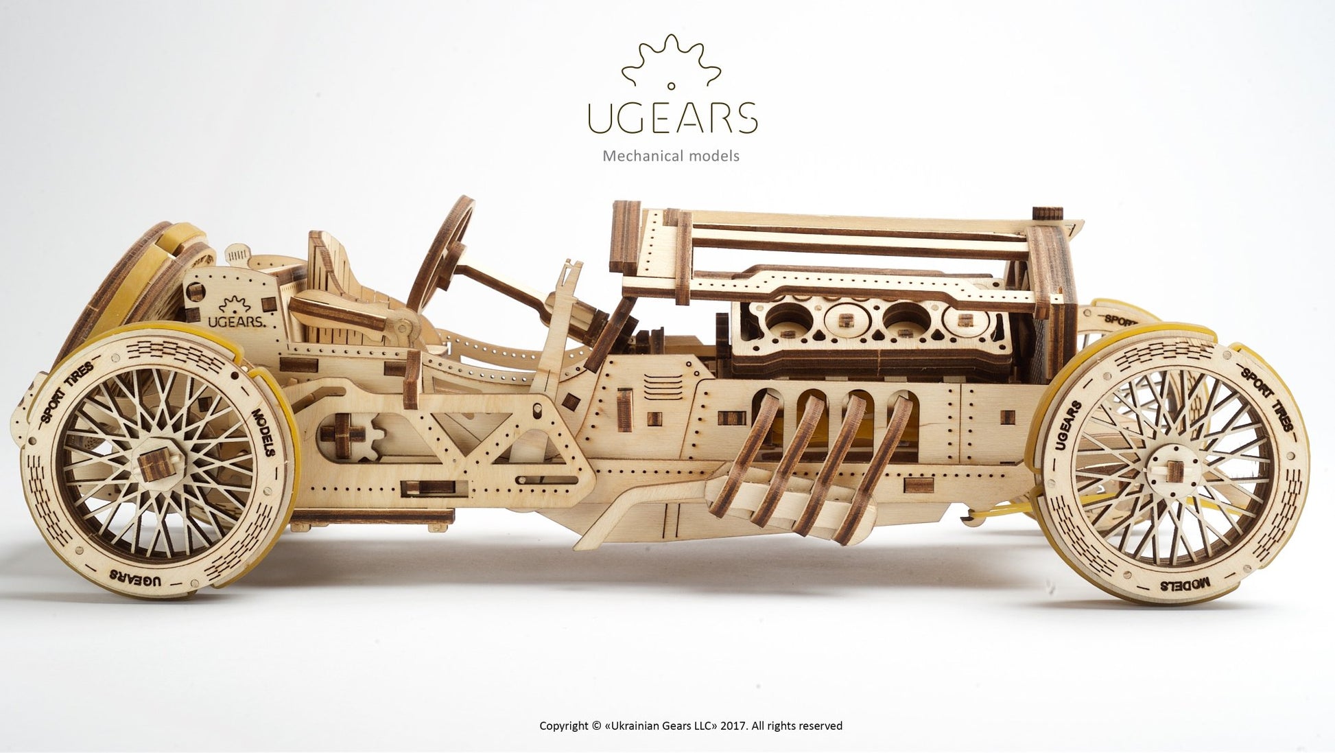 UGears Mechanical Models 3-D Wooden Puzzle - Mechanical U-9 Grand Prix Car Idea