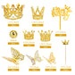 37 PCS Crown Cake Topper Mini Gold Crown Butterfly Disco Ball Decorations for Women Wedding Birthday Supplies (Gold)