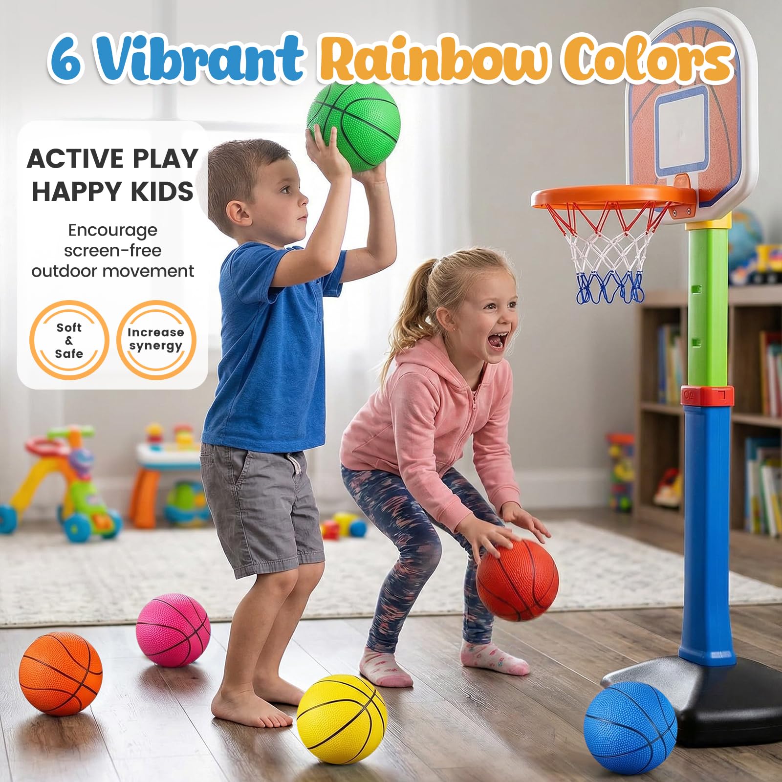 Shindel 5 Inch Mini Basketball, 6 PCS Small Basketballs with Pump