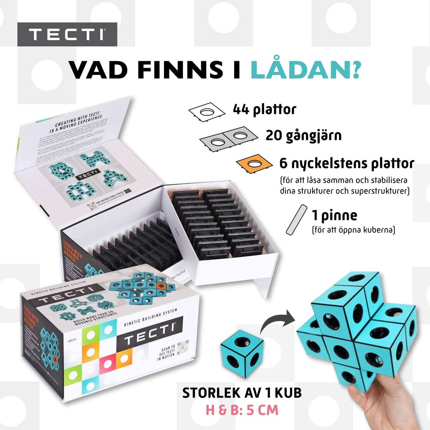 TECTI Kinetic Building System - Cubes with Seismic Moves - Consists of 3-Dimensional Interconnected Cubes - Build Over 50 Dynamic Structures - by Fun