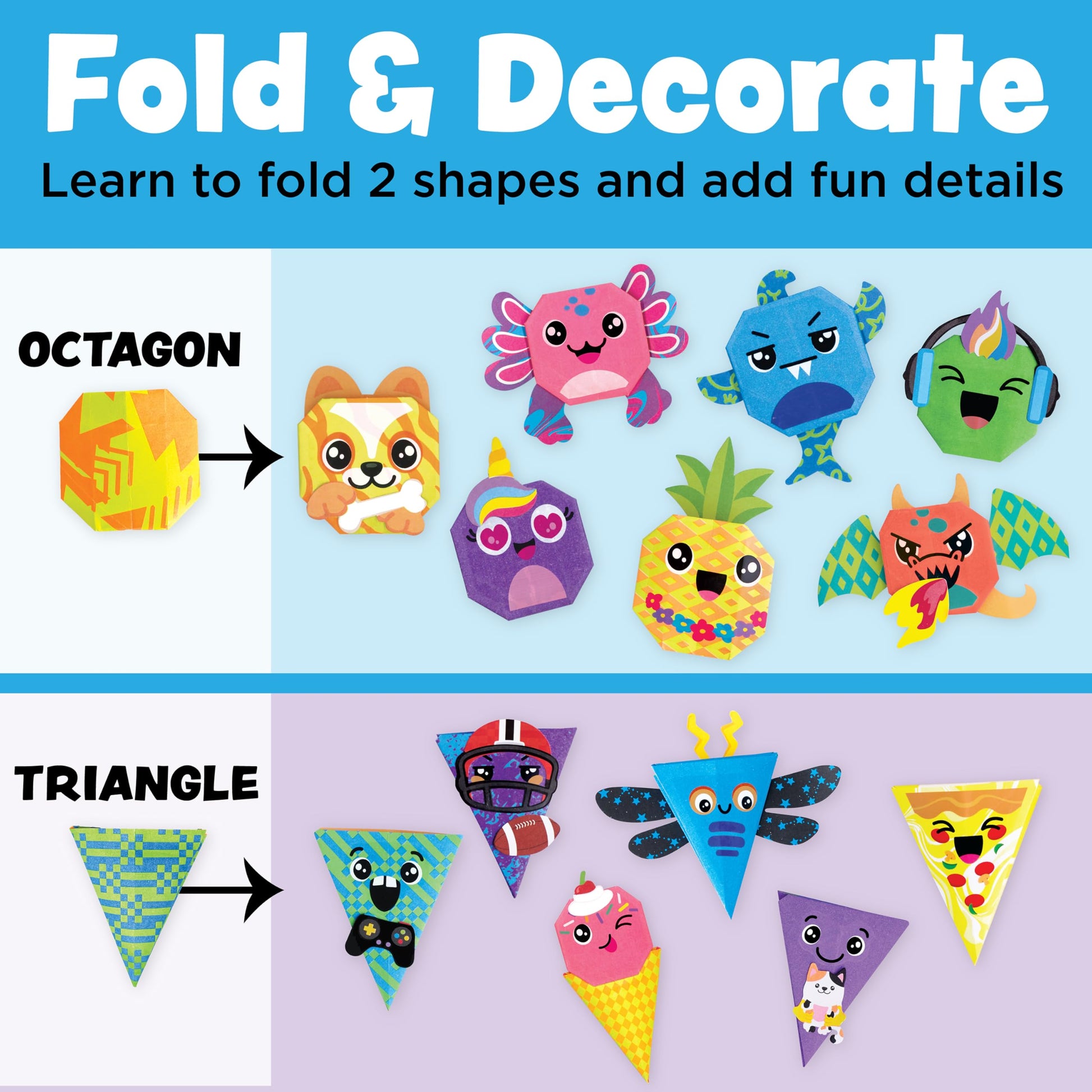 Creativity for Kids Origami Squishies Kit | Summer Activities & Road Trip Fun | Fold, Decorate & Squish 24 Bright Paper Creations | DIY Arts & Crafts