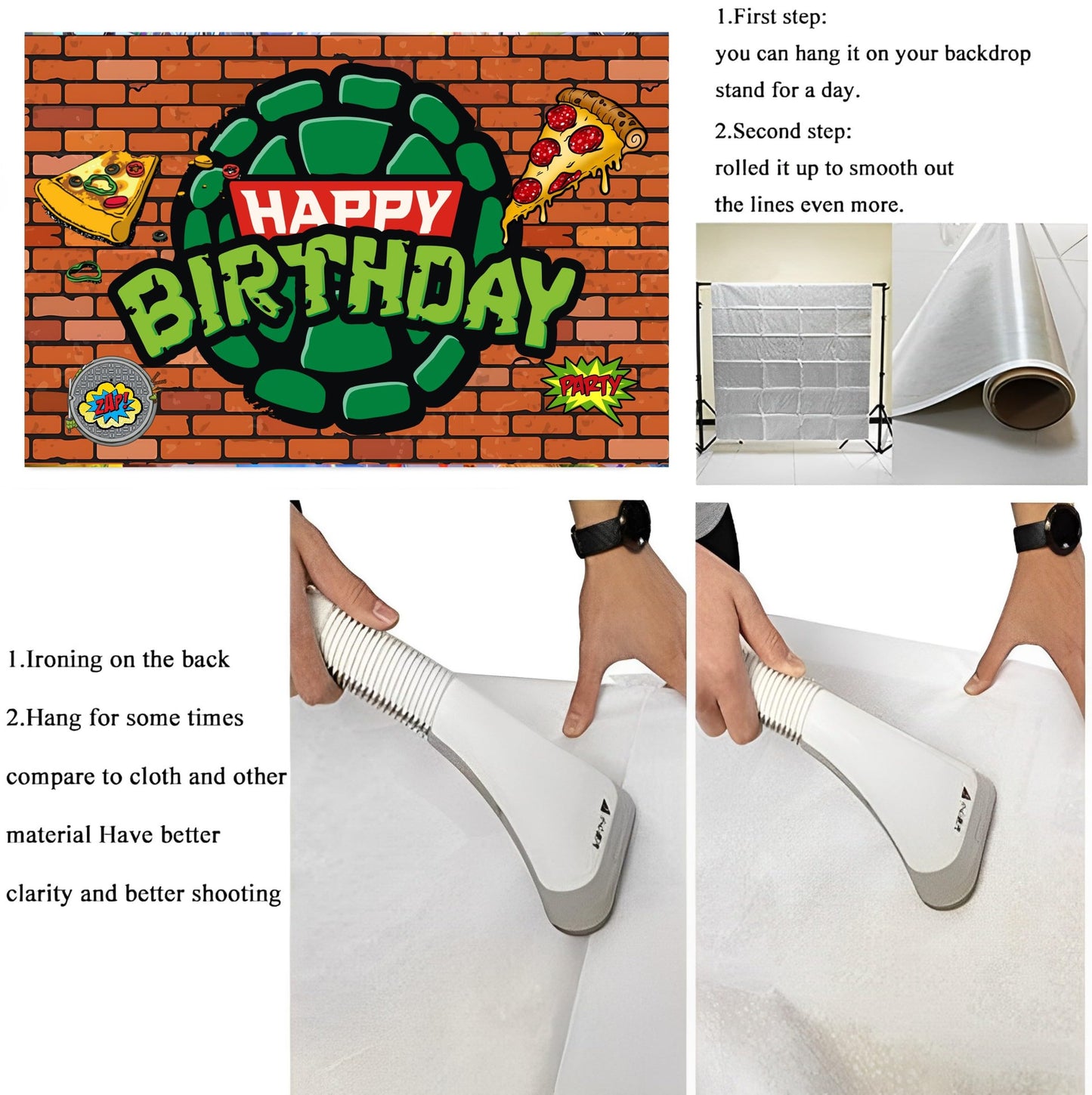 Cartoon for Turtles Happy Birthday Backdrop Birthday Party Supplies Kawaii Background for Boys Girls,Happy Birthday Banner Backdrop for Kids Party