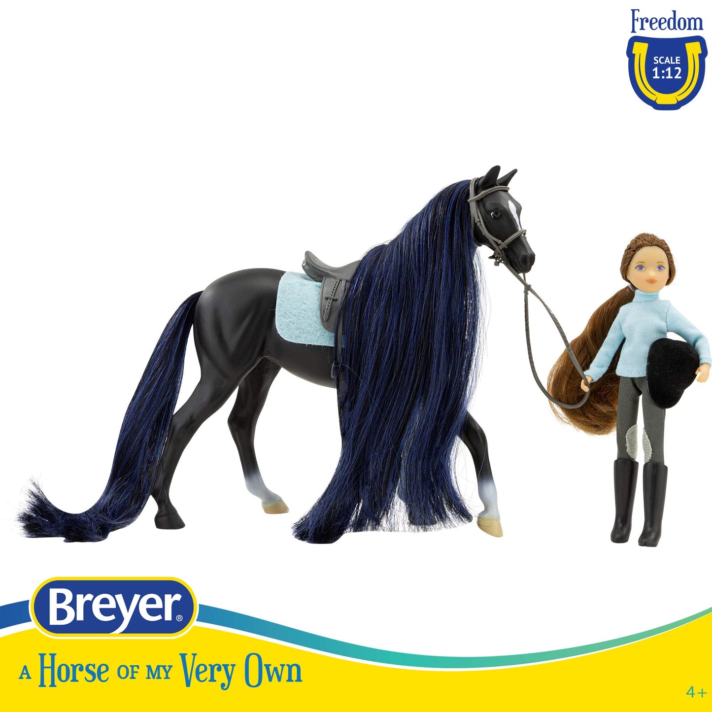 Breyer Freedom Series Horse & English Rider Set - Jet & Charlotte - 9.75" x 7" Black Toy Figure, 1:12 Scale, Model #61145