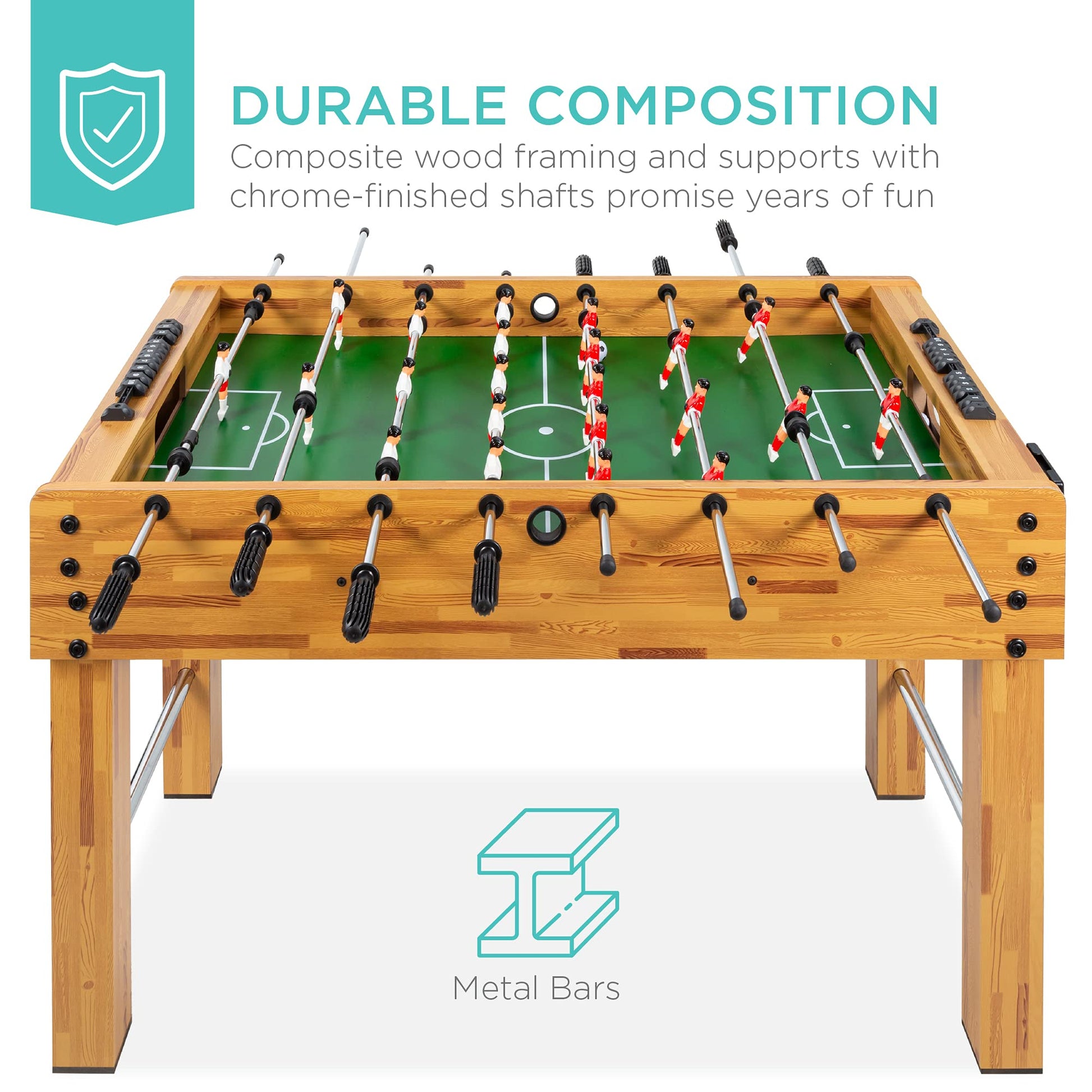 Best Choice Products 48in Foosball Table for Kids and Adults, Game Room Arcade Soccer Game Table w/ 2 Balls, 2 Cup Holders, Ergonomic Handles, Chrome