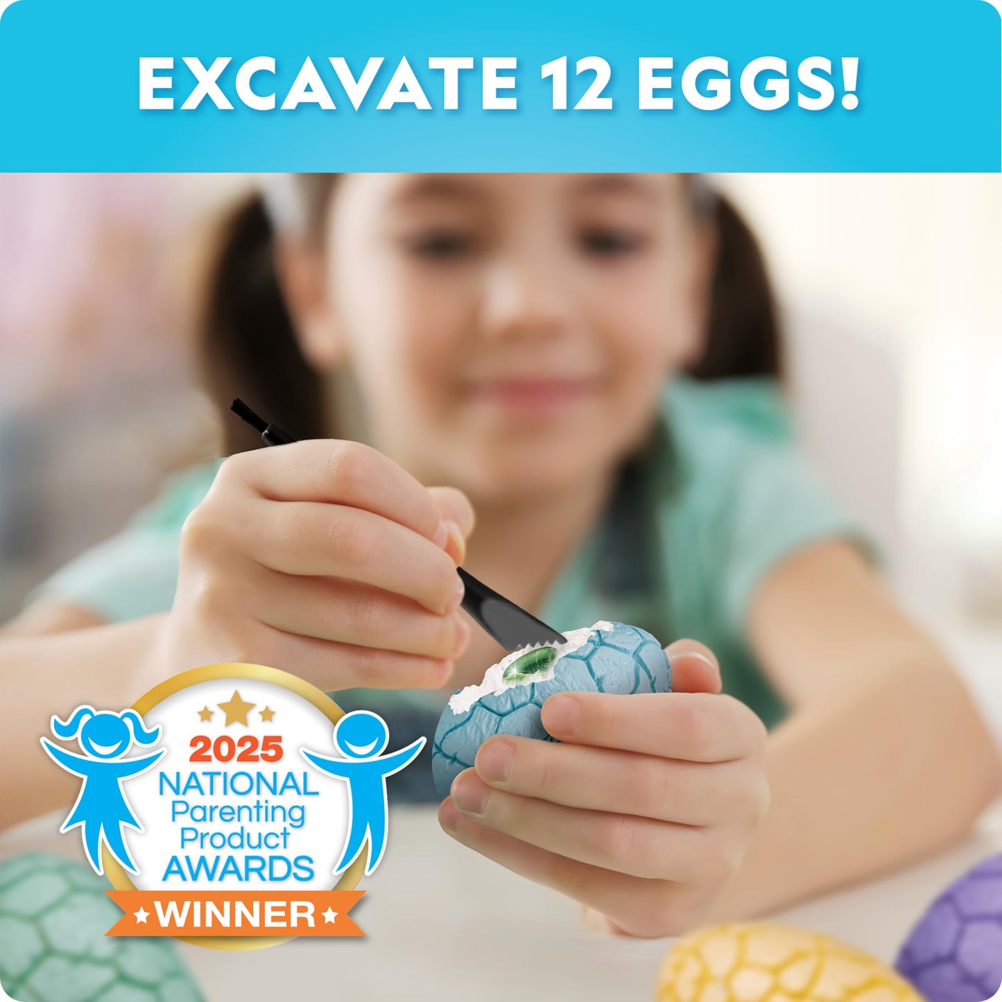 Blue Marble Easter Egg Dig Kit with Gems and Glow in the Dark Dinosaurs