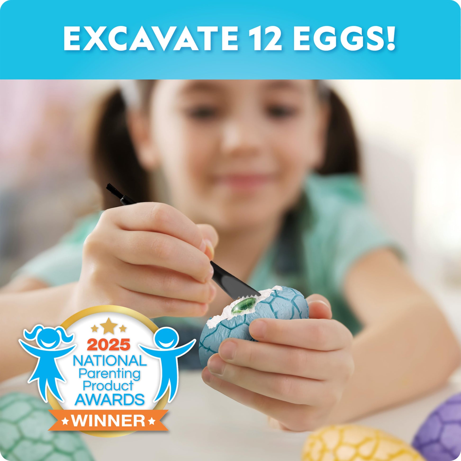 Blue Marble Easter Egg Dig Kit with Gems and Glow in the Dark Dinosaurs