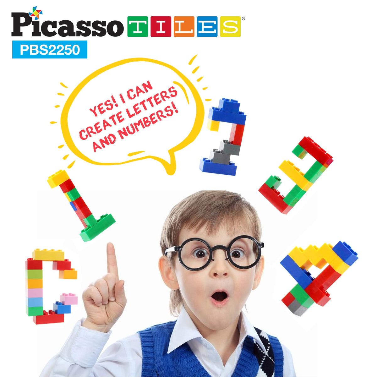 PicassoTiles 2250 PCs Building Block Tiles Creative Shapes to Enhance Imaginative Play Unique Set to Build Houses Animals Dinosaurs and More Vibrant