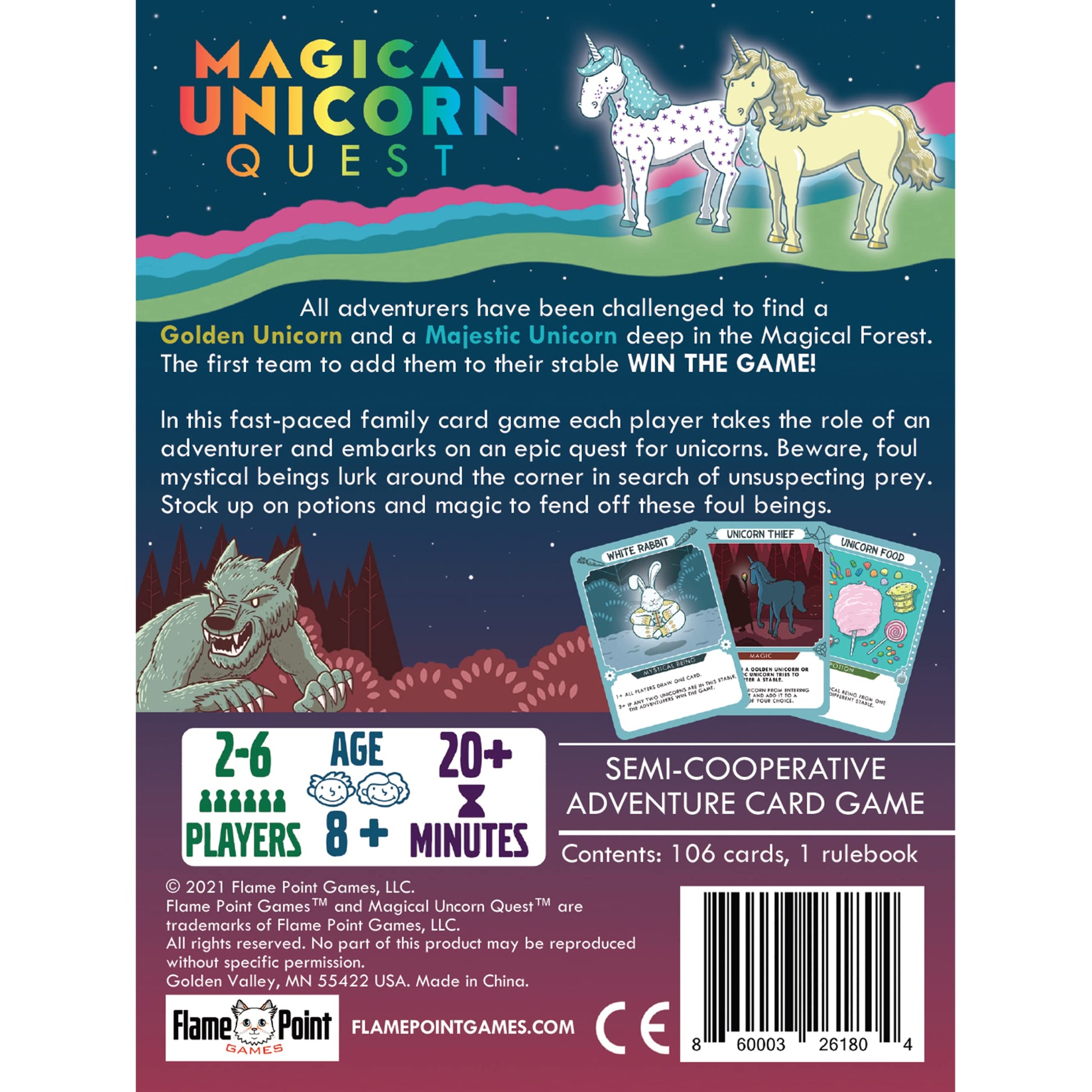 Flame Point Games Magical Unicorn Quest Card Game - A Strategic Card Game and Party Game for Adults & Teens.