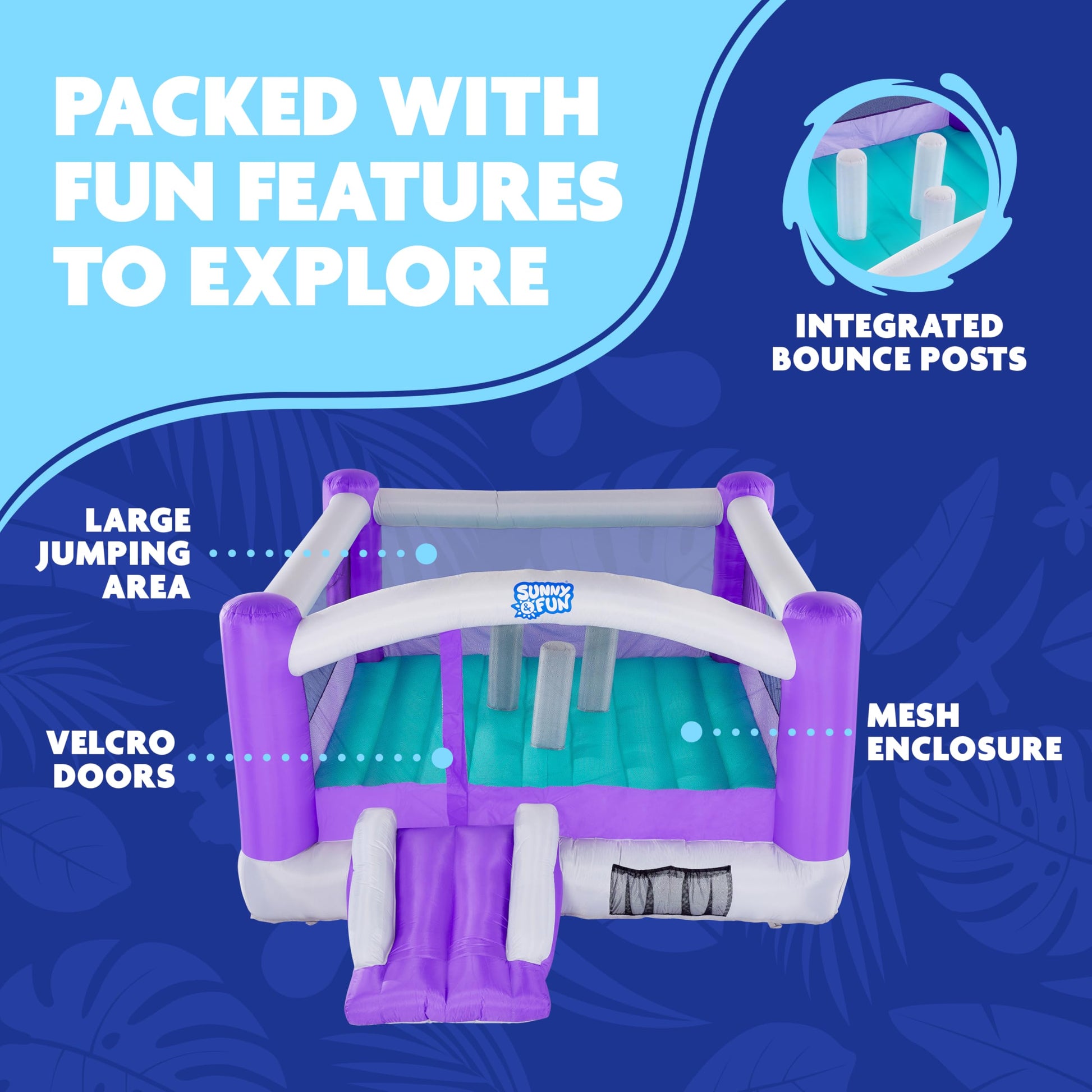 Sunny & Fun Inflatable Bounce House with Slide & Bouncy Posts