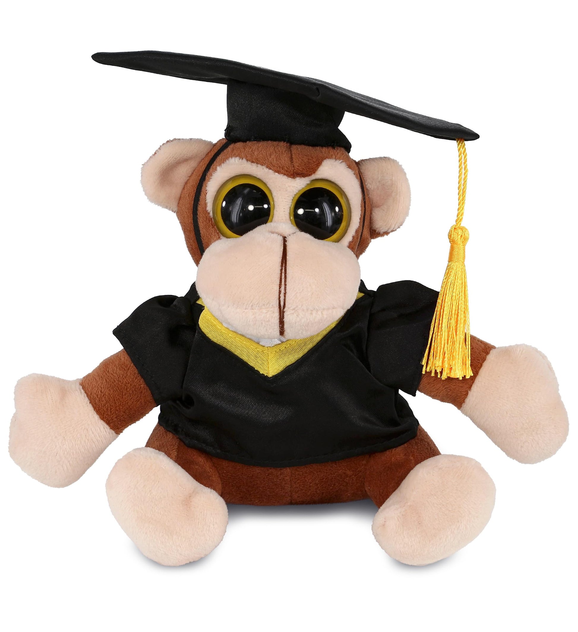DolliBu Big Eye Monkey Graduation Plush Toy - Super Soft Graduation Stuffed Animal Dress Up with Gown and Cap with Tassel Outfit with Personalization