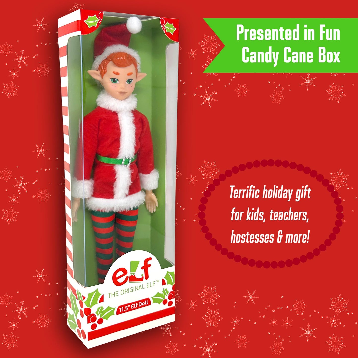 The Original Elf Christmas Elf Dolls, 12" Elf Doll, Toy for Kids or Décor, Mini Toy Elf Dolls for Christmas Elf Decorations, Poseable Little Elf Shelf