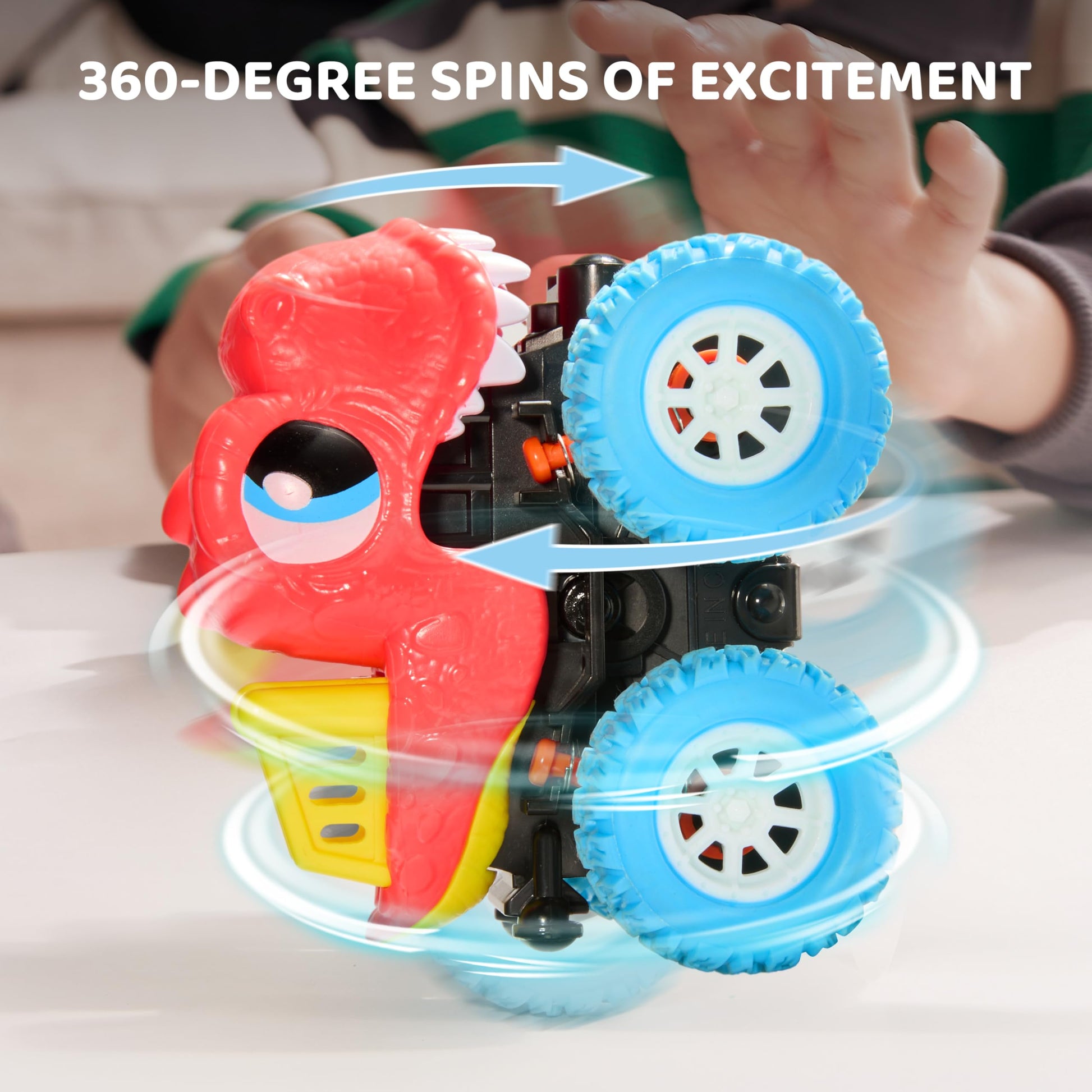 lalalark JOVA Dinosaur Toys for 2 3 4 5 Year Old Boys - 3 Pack Monster Truck Toys with Friction Power 360° Rotating Push and Go Cars - Toddler Cars