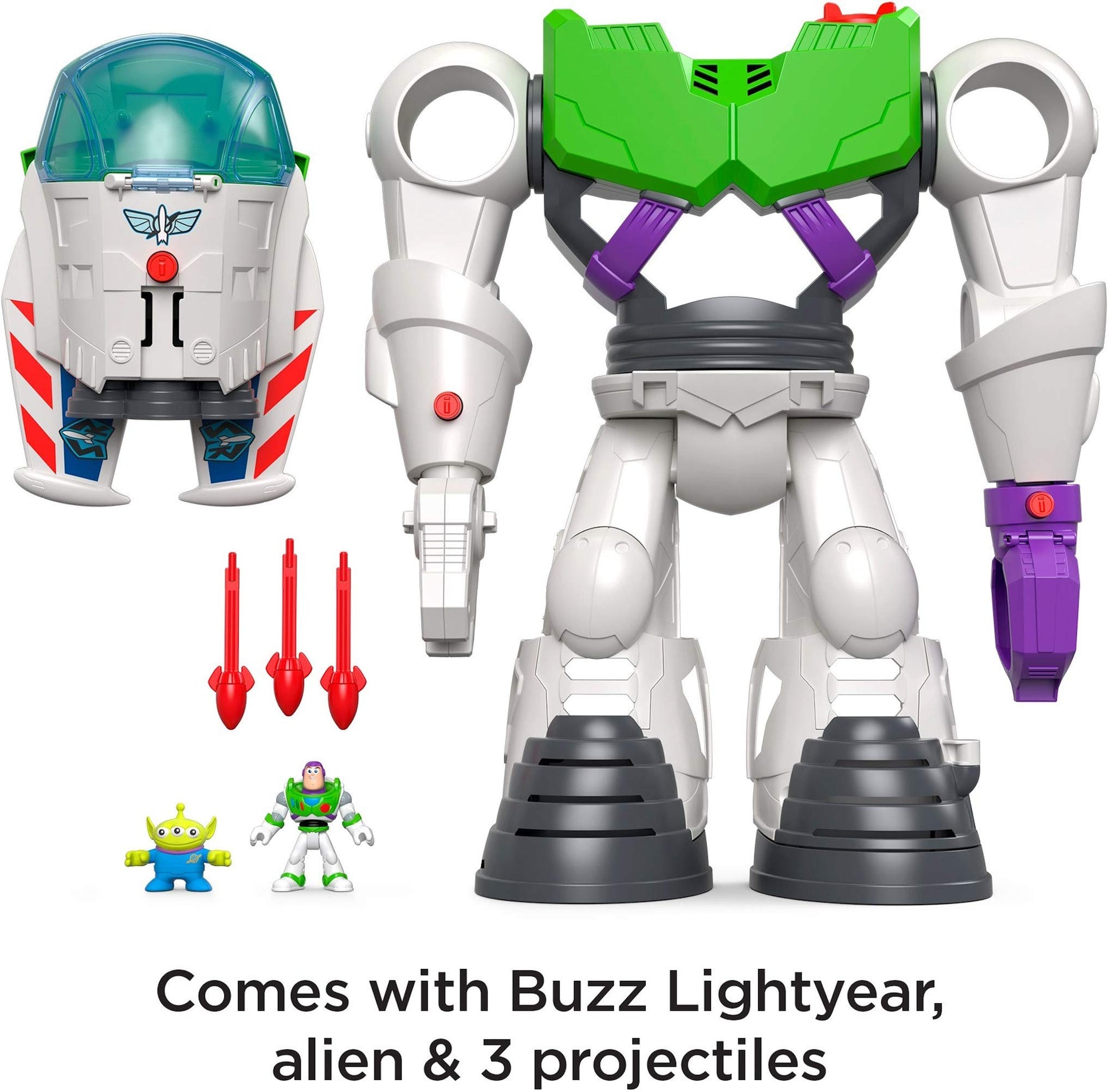 Fisher-Price Imaginext Preschool Toy Disney Pixar Toy Story Buzz Lightyear Robot Playset with Spaceship for Pretend Play Kids Ages 3+ Years