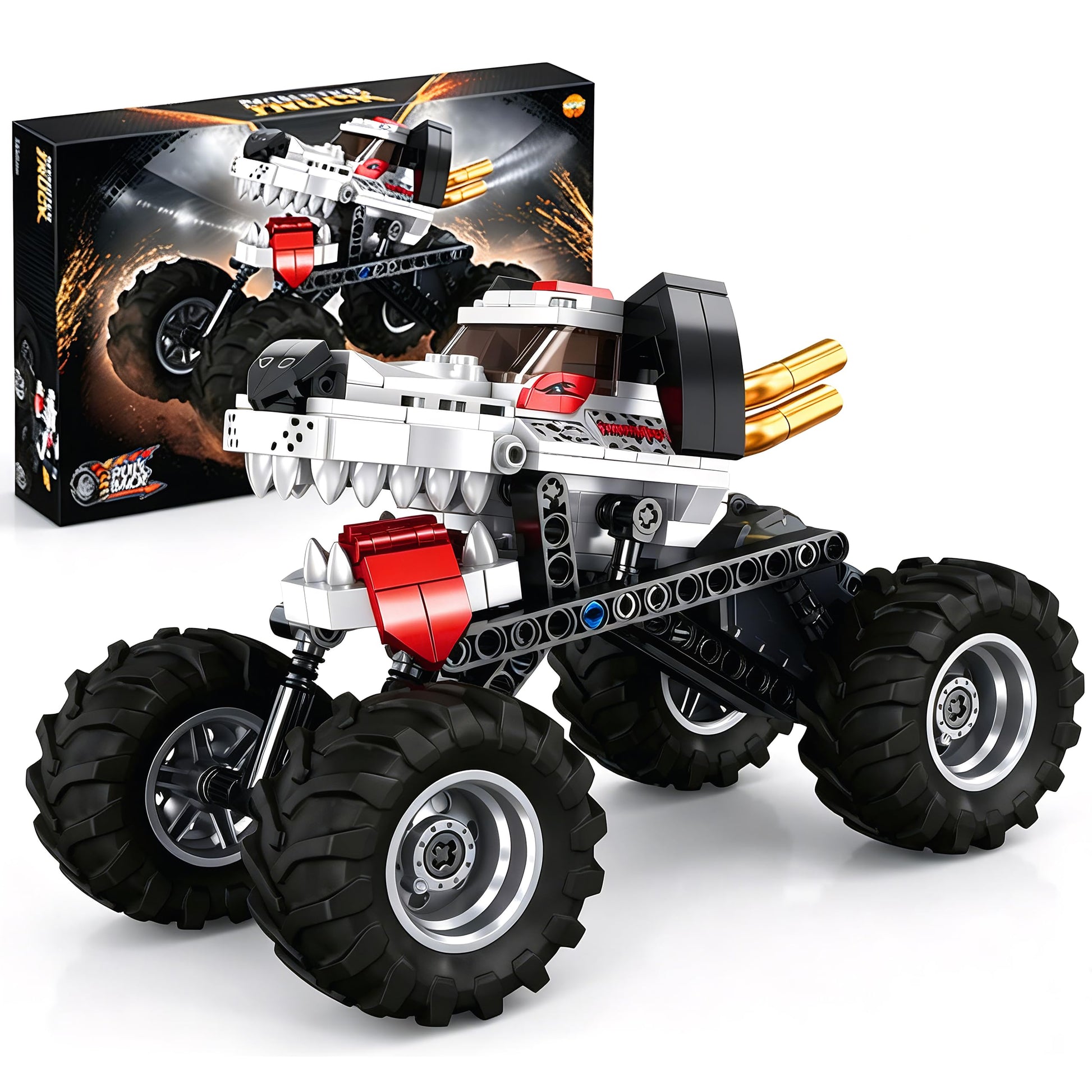 Technic Building Monster Mutt Dalmatian,2in1 Pull Back Car Toys for Off Road Stunts, DIY Building Cars Toy,Racing Action Toy for Boys and Girls Craft