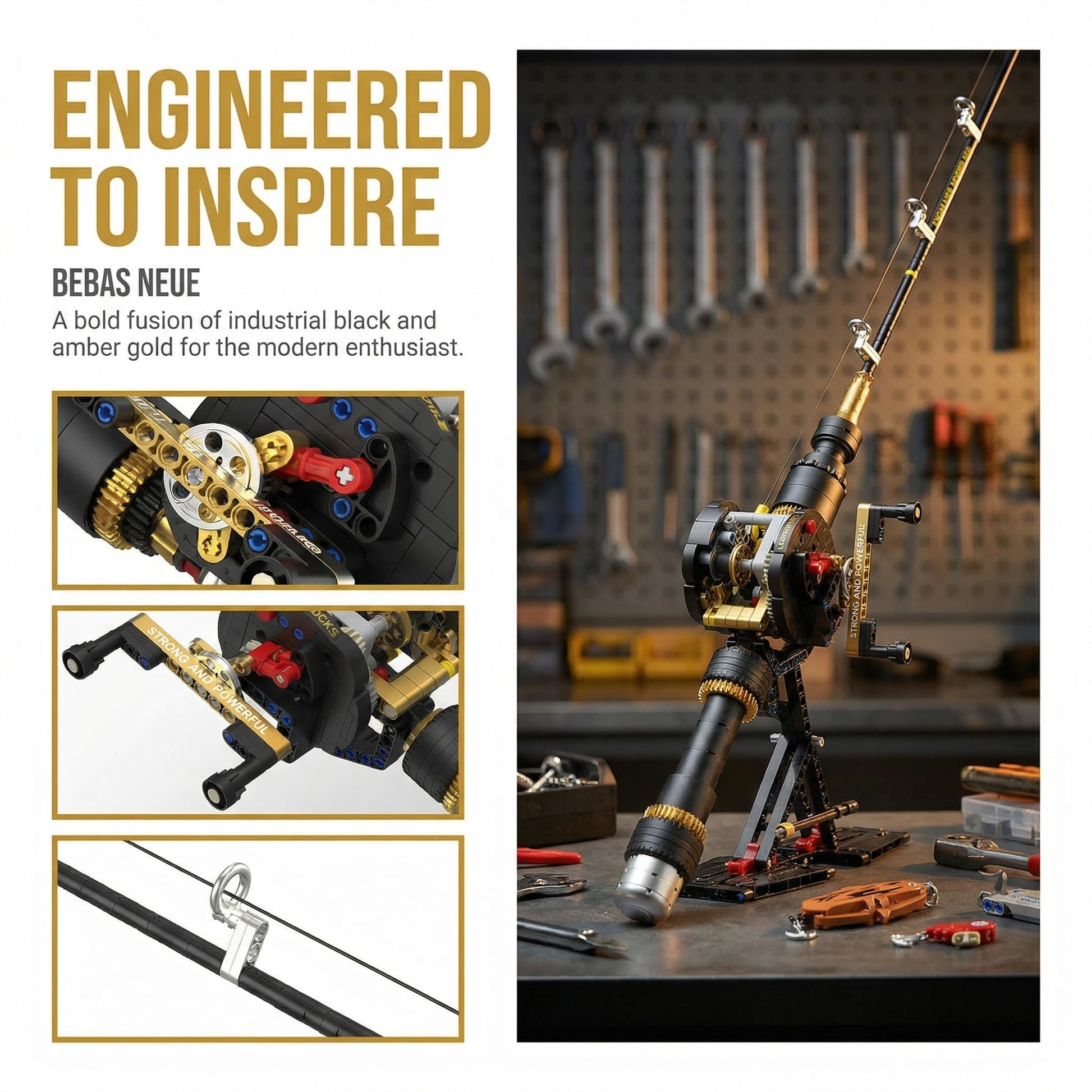 BYTLK Fishing Rod Building Block Set [589+] Pieces - Compatible with LEGO STEM Building Toys; Gift for Children, Adults, and Home Decor