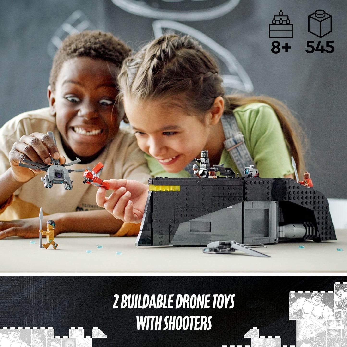 LEGO Marvel Black Panther: War on The Water, 76214 Wakanda Forever Buildable Boat Toy for Kids with 2 Drones, Avengers, Super Hero Underwater