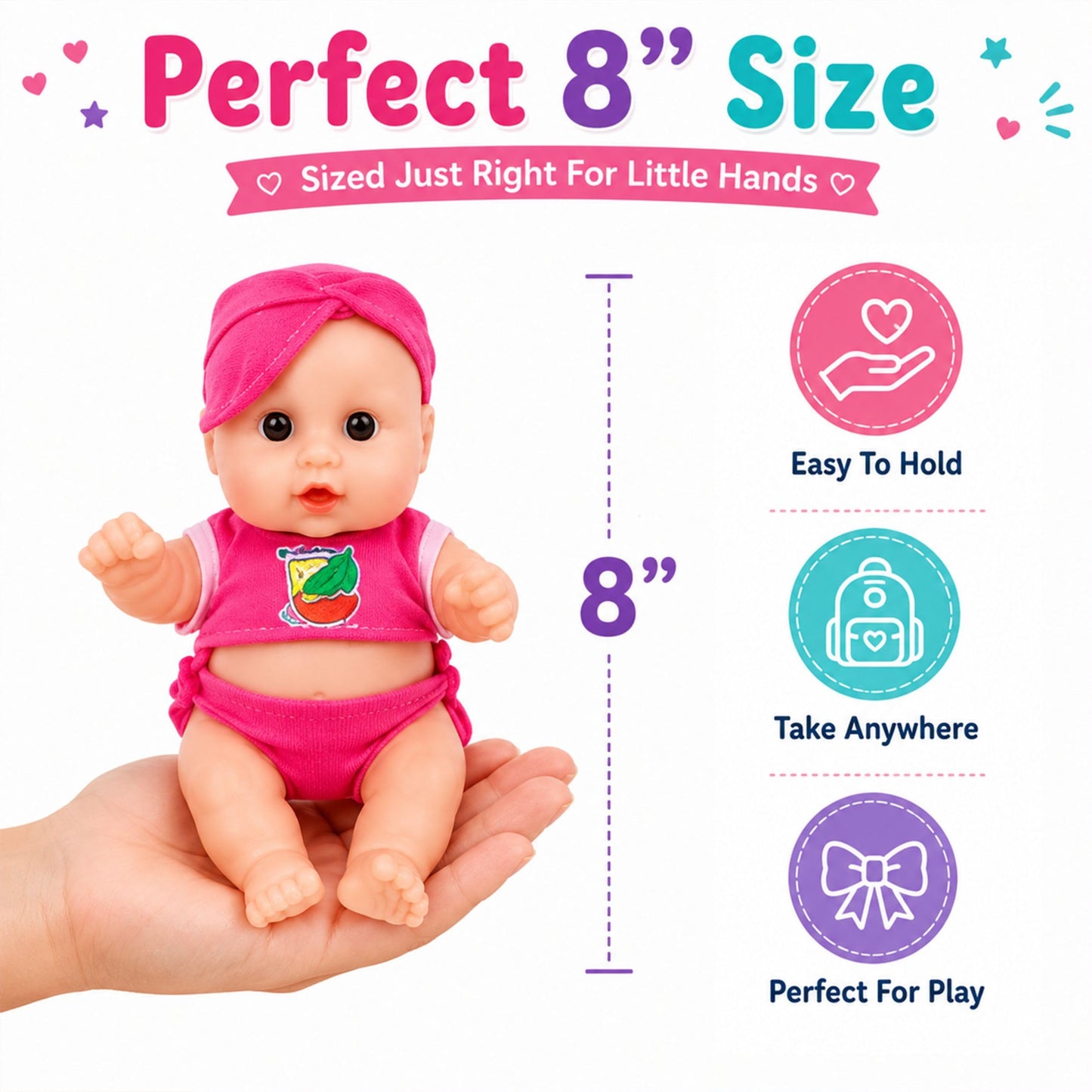 Liberty Imports 6 Pack - Baby Dolls Cute Little Vinyl 8" Infant Dolls, Mini Nursery Toys for Girls, Kids Toddlers - Bulk Gift Bundle Party Favors