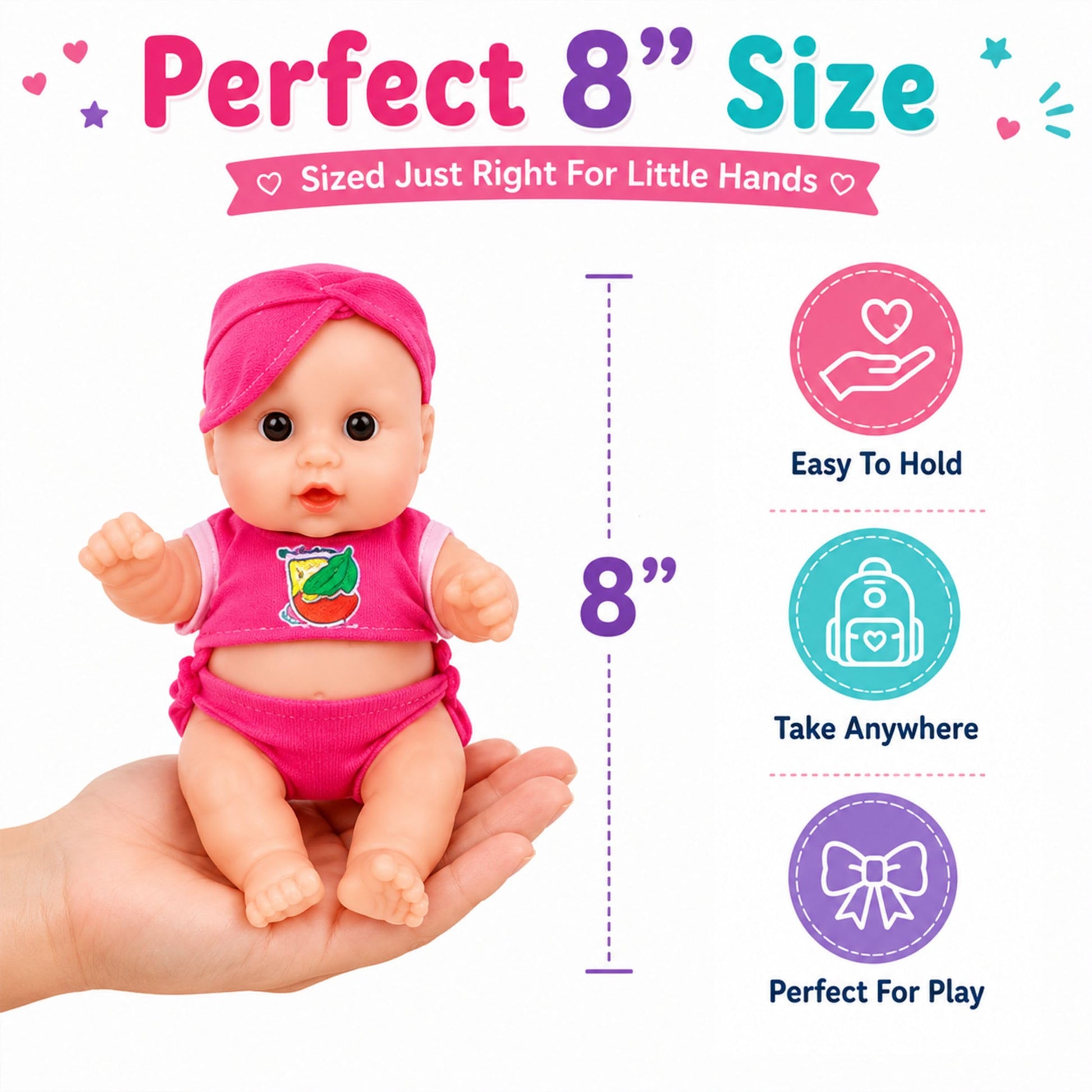 Liberty Imports 6 Pack - Baby Dolls Cute Little Vinyl 8" Infant Dolls, Mini Nursery Toys for Girls, Kids Toddlers - Bulk Gift Bundle Party Favors