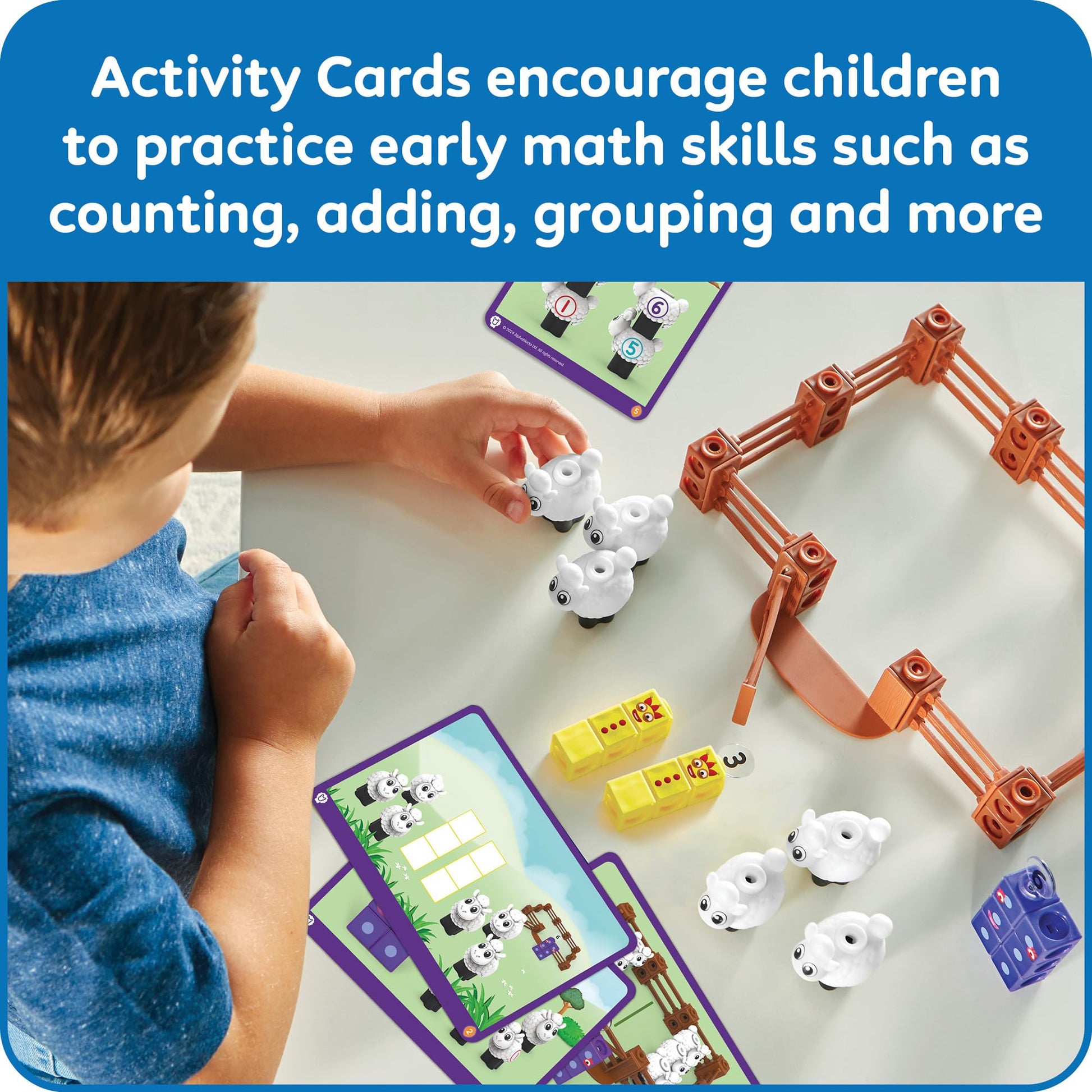 hand2mind Numberblocks Sheep Farm MathLink Cubes Activity Set, Preschool Learning Activities, Farm Playset, Counting Blocks, Number Toys, Kids