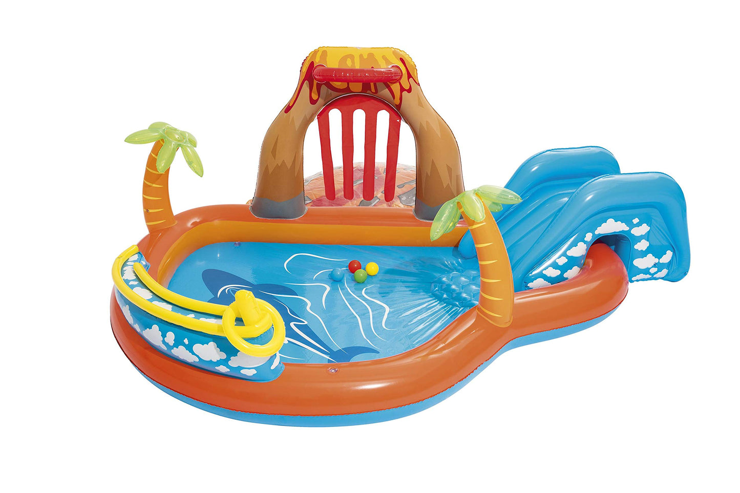Bestway Lava Inflatable Play Center | Includes Play Balls, Ball Ramp, Ring Toss Game, Water Blob,