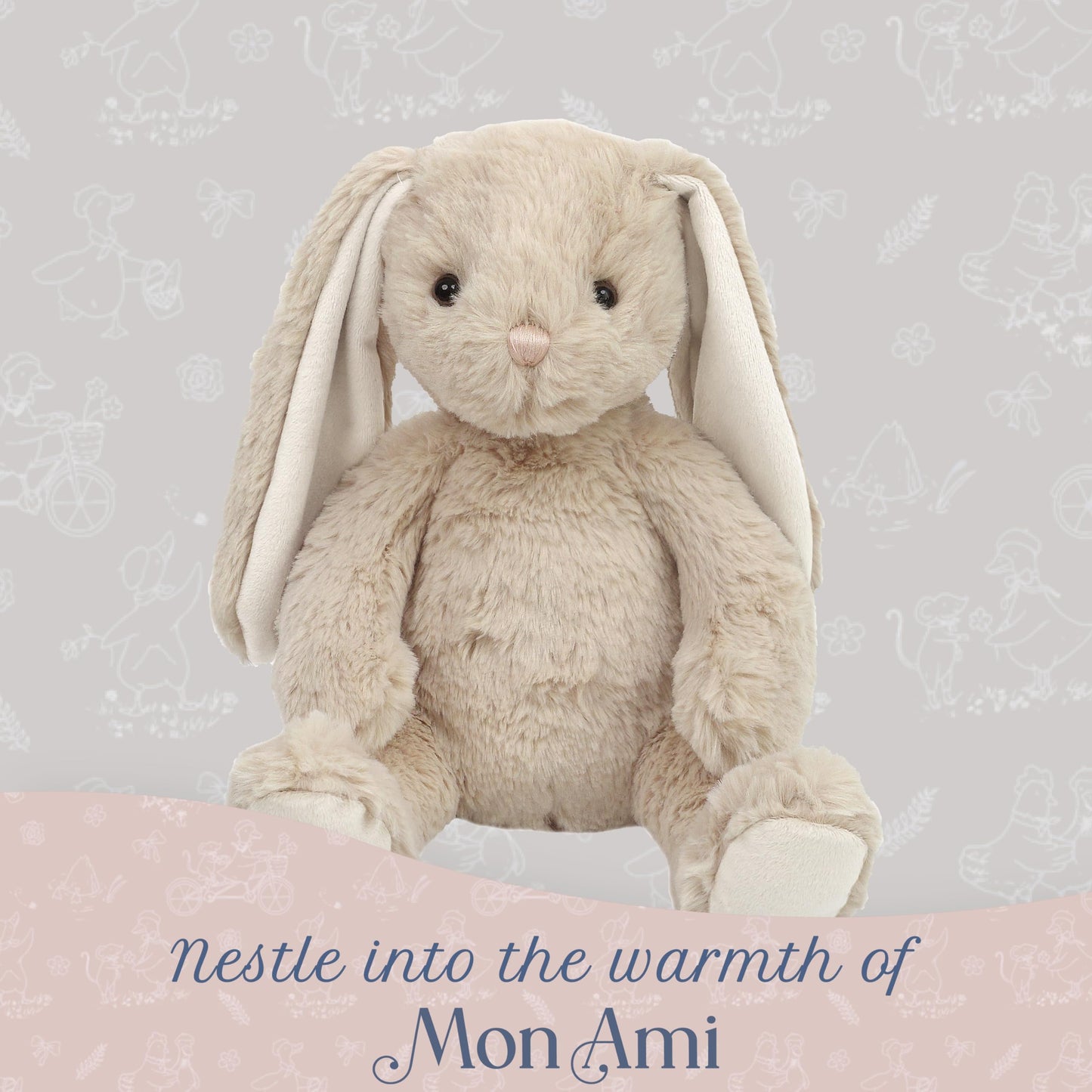 MON AMI Buffy The Bunny 14-Inch Stuffed Animal, Soft Rabbit Plush Toy