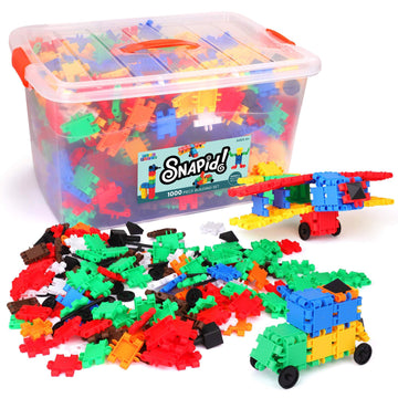 Snapid Building Bricks 1000 Pcs Connecting Toy - Strong Durable Colorful Block Set w Storage, Interlinking Construction Blocks for Kids - STEM